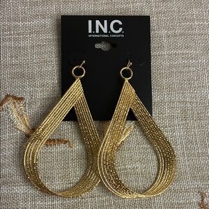 INC International Concepts Gold Textured Teardrop Earrings